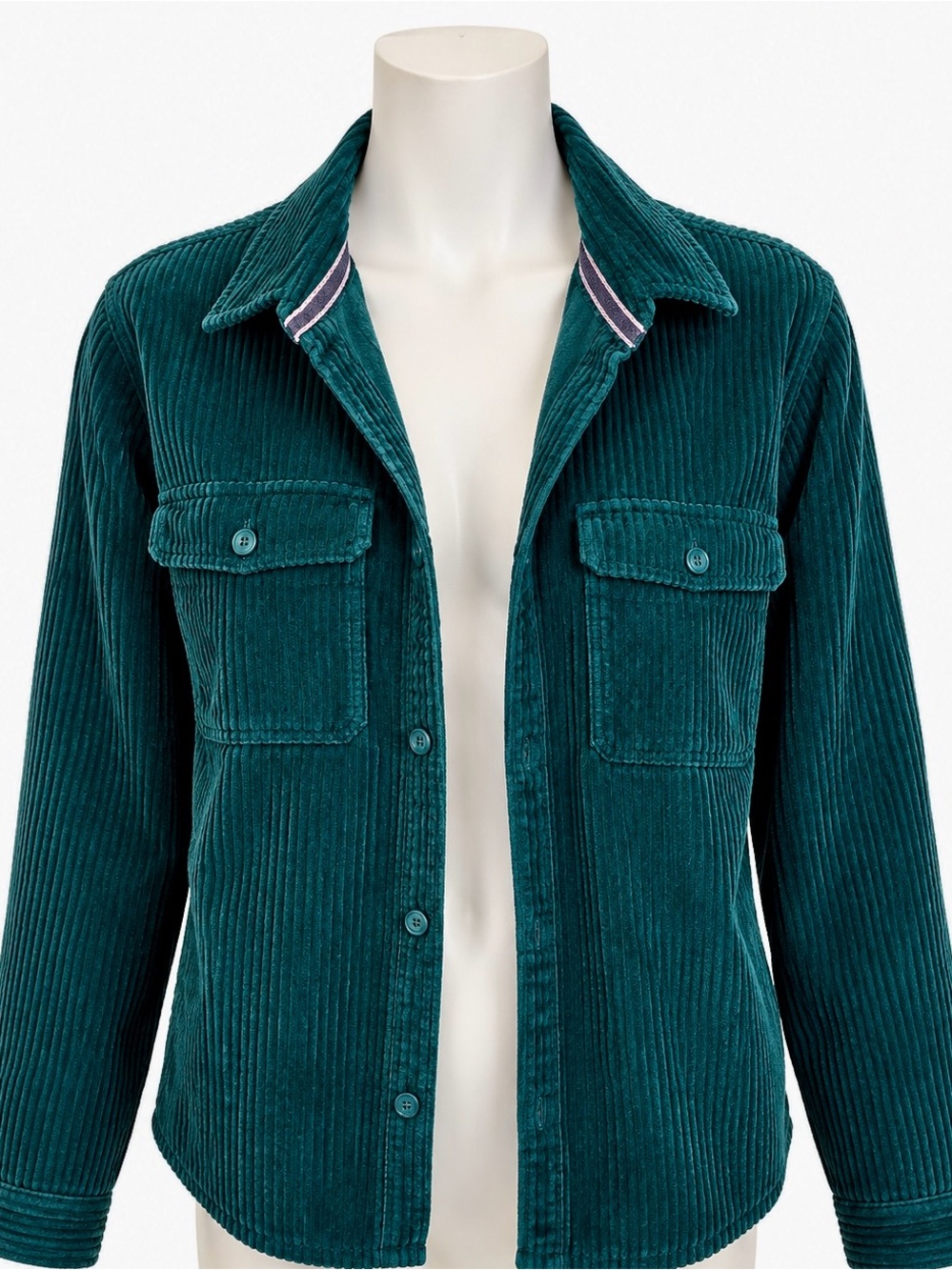 Women's Evergreen Corduroy Fleece lined Button‑Front Jacket by Sun & Stone Small